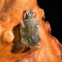 Raw Moldavite Pendant Sterling Silver #8089-Moldavite Life