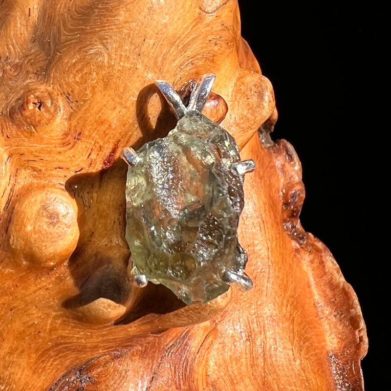 Raw Moldavite Pendant Sterling Silver #8091-Moldavite Life