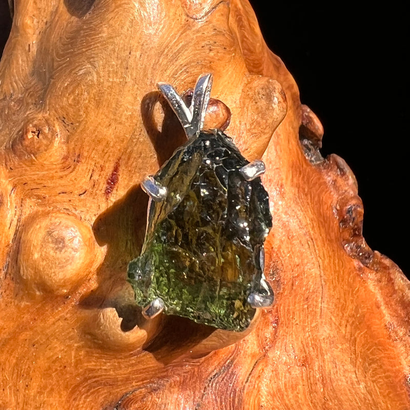 Raw Moldavite Pendant Sterling Silver #8092-Moldavite Life