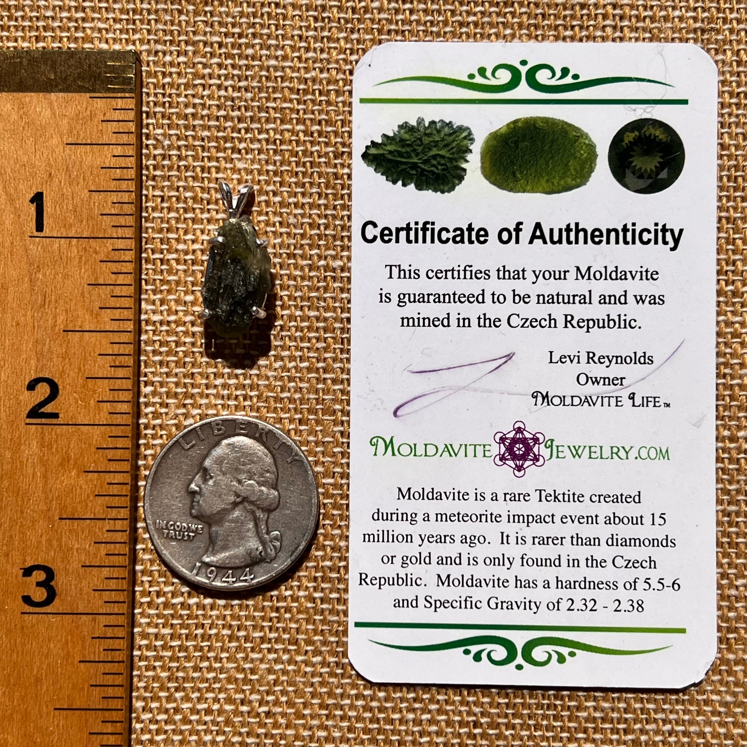 Raw Moldavite Pendant Sterling Silver #8094-Moldavite Life