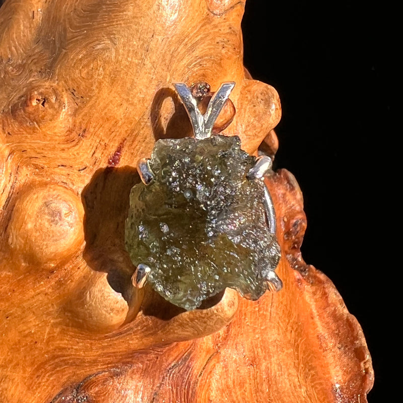 Raw Moldavite Pendant Sterling Silver #8095-Moldavite Life
