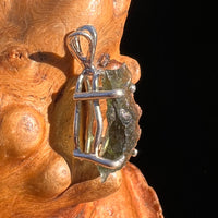 Raw Moldavite Pendant Sterling Silver #8099-Moldavite Life