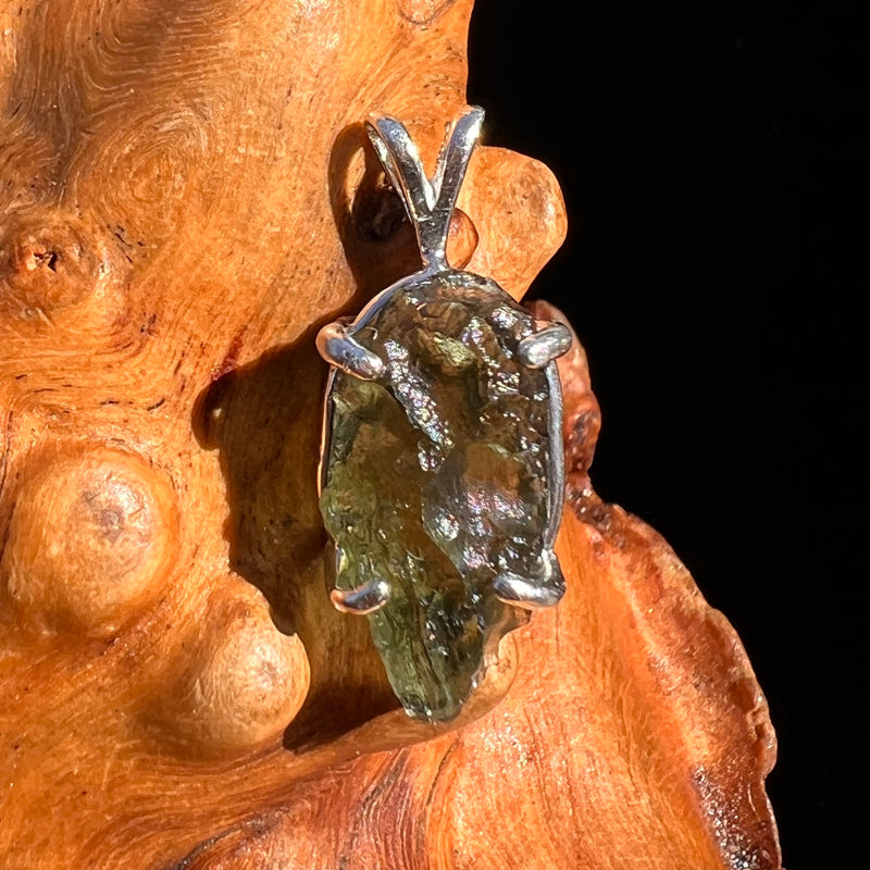 Raw Moldavite Pendant Sterling Silver #8101-Moldavite Life