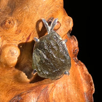 Raw Moldavite Pendant Sterling Silver #8102-Moldavite Life