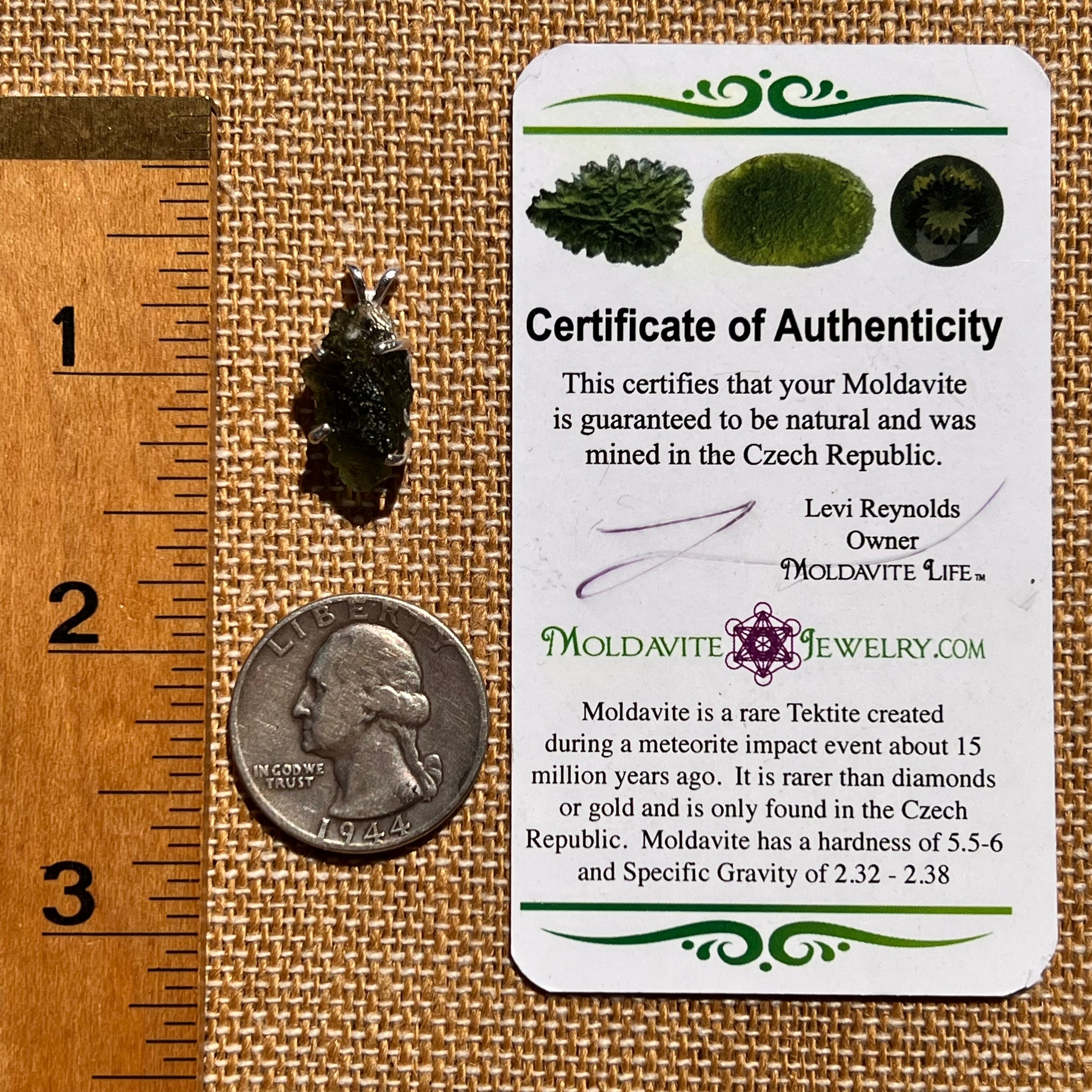 Raw Moldavite Pendant Sterling Silver #8103-Moldavite Life