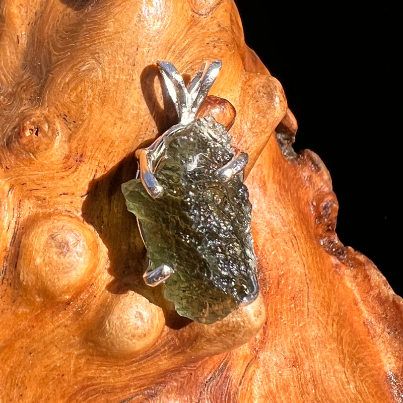 Raw Moldavite Pendant Sterling Silver #8103-Moldavite Life