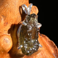 Raw Moldavite Pendant Sterling Silver #8104-Moldavite Life