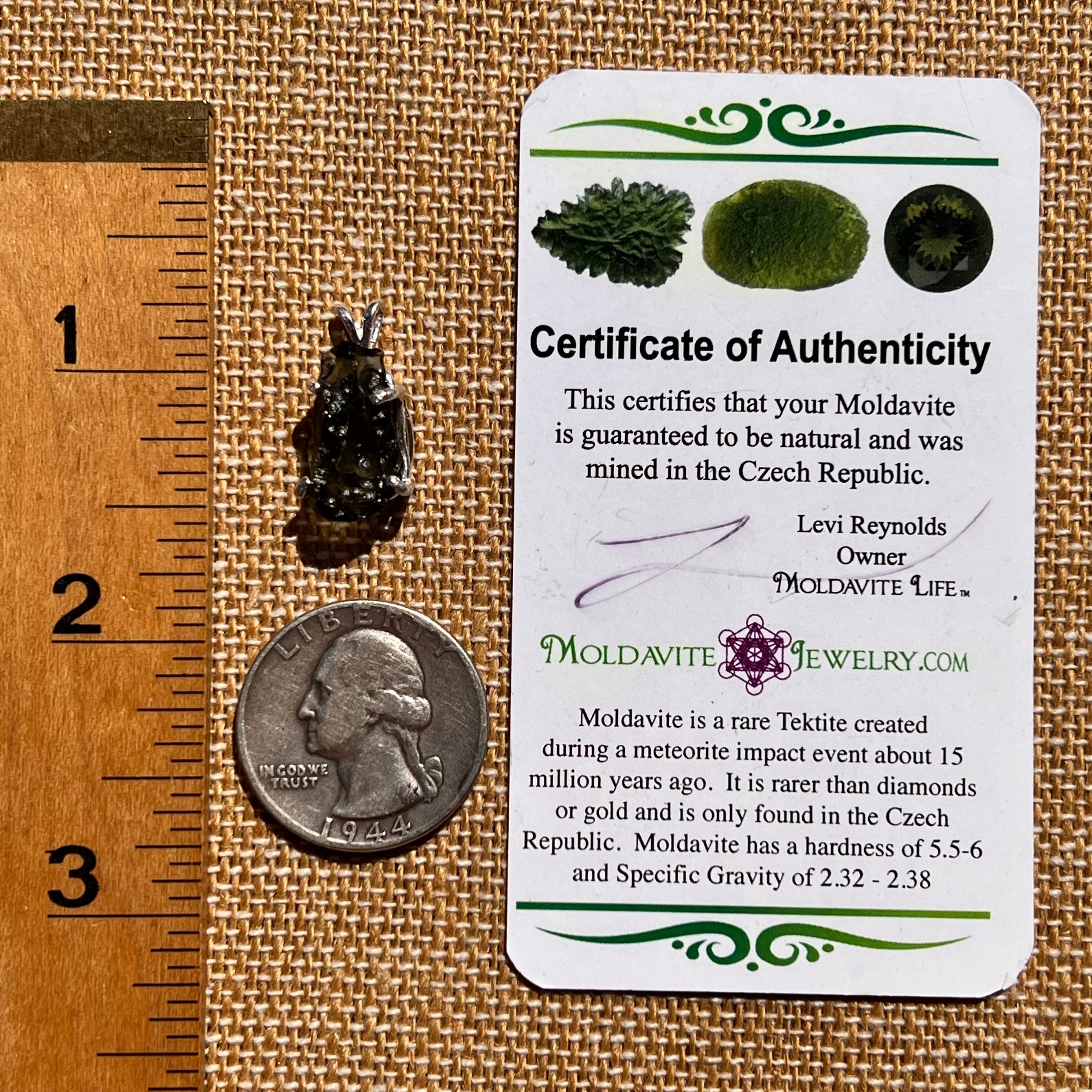 Raw Moldavite Pendant Sterling Silver #8104-Moldavite Life