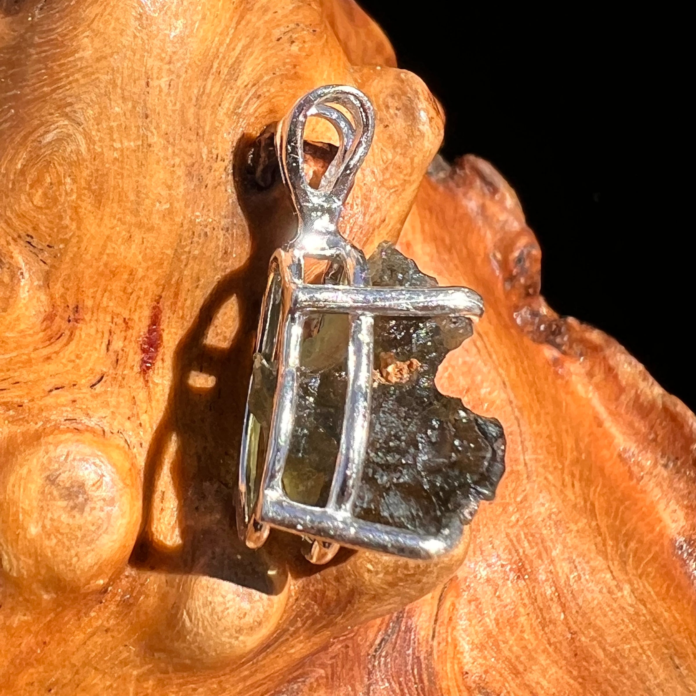 Raw Moldavite Pendant Sterling Silver #8105-Moldavite Life