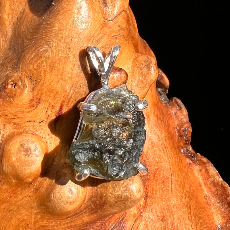 Raw Moldavite Pendant Sterling Silver #8105-Moldavite Life