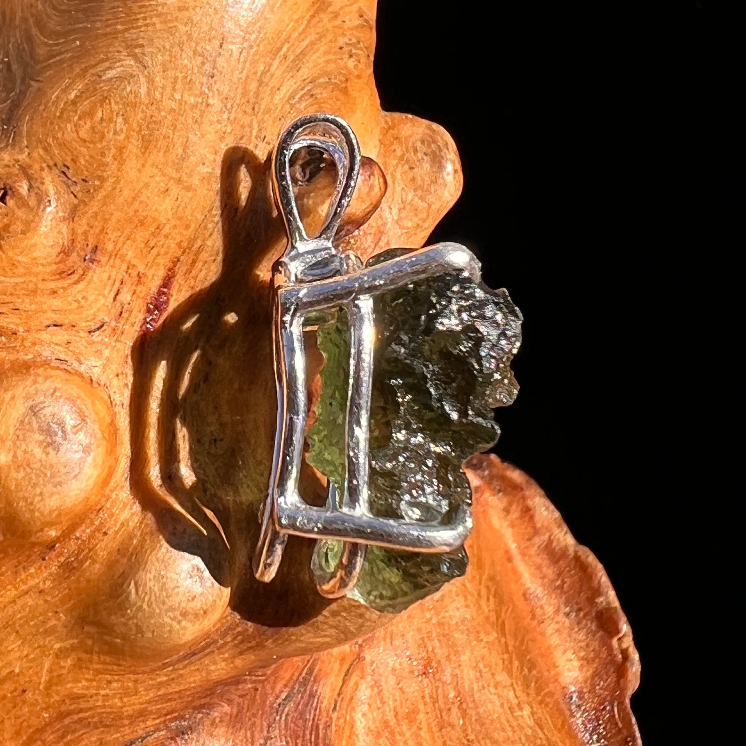 Raw Moldavite Pendant Sterling Silver #8106-Moldavite Life
