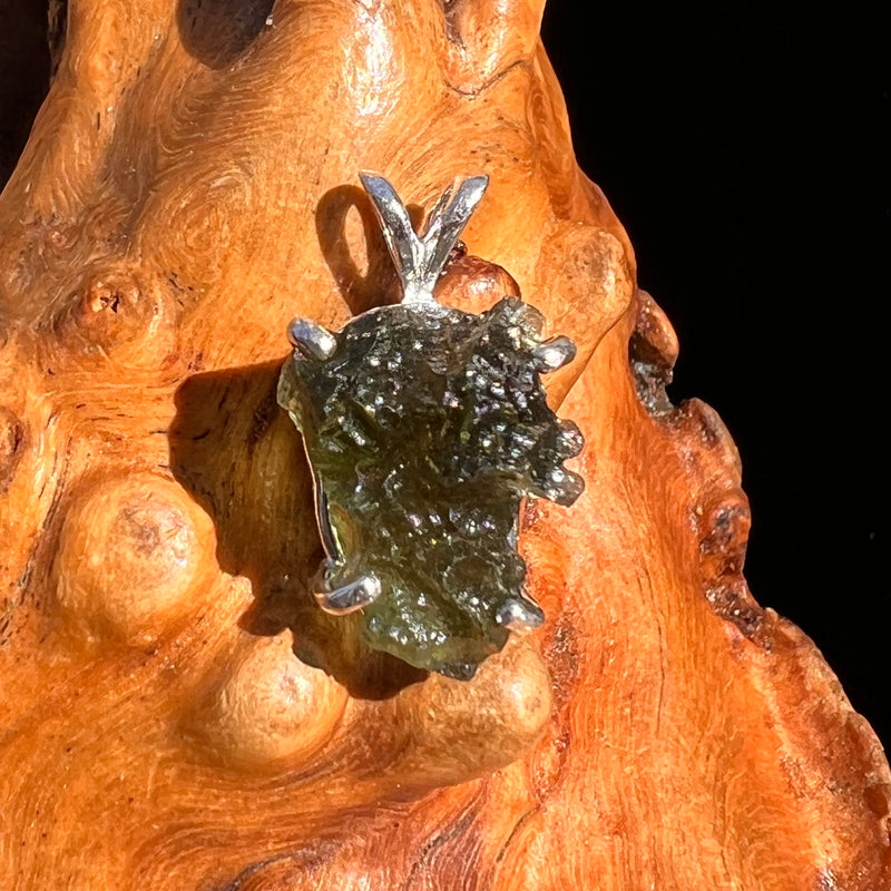 Raw Moldavite Pendant Sterling Silver #8106-Moldavite Life