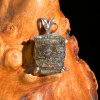 Raw Moldavite Pendant Sterling Silver #8107-Moldavite Life