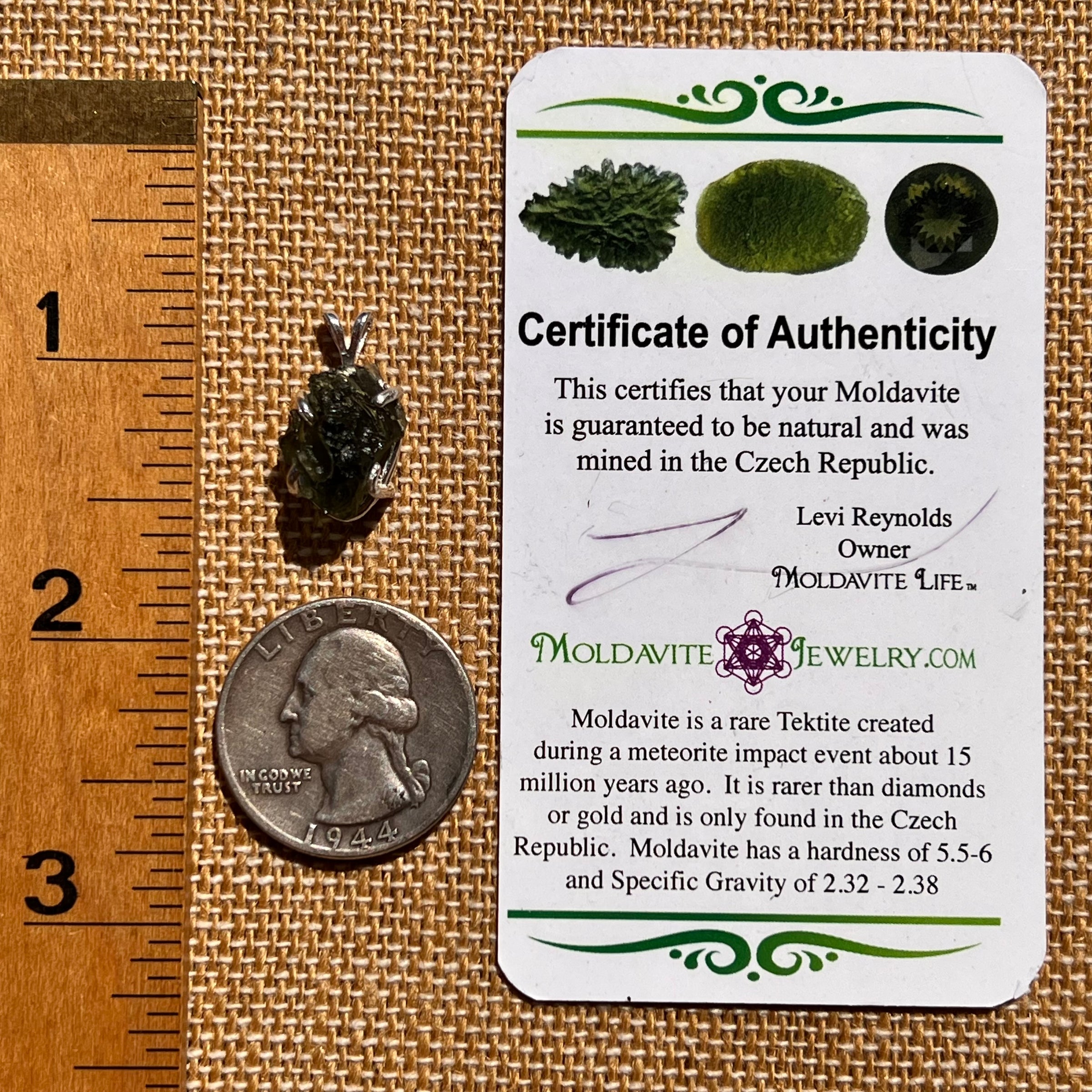 Raw Moldavite Pendant Sterling Silver #8108-Moldavite Life