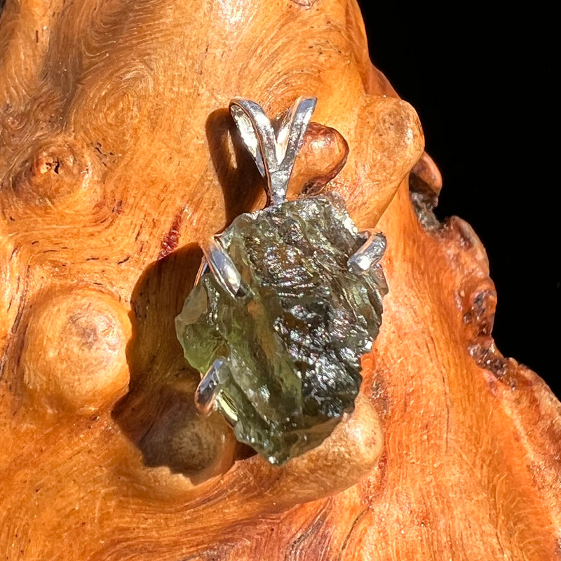 Raw Moldavite Pendant Sterling Silver #8108-Moldavite Life