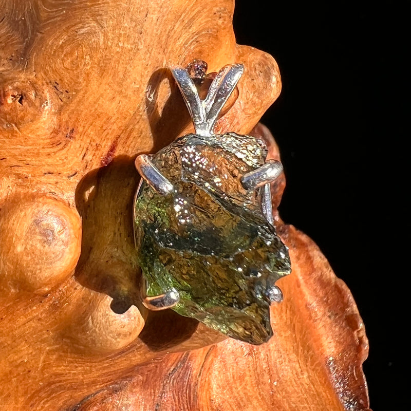 Raw Moldavite Pendant Sterling Silver #8109-Moldavite Life