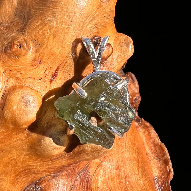 Raw Moldavite Pendant Sterling Silver #8110-Moldavite Life