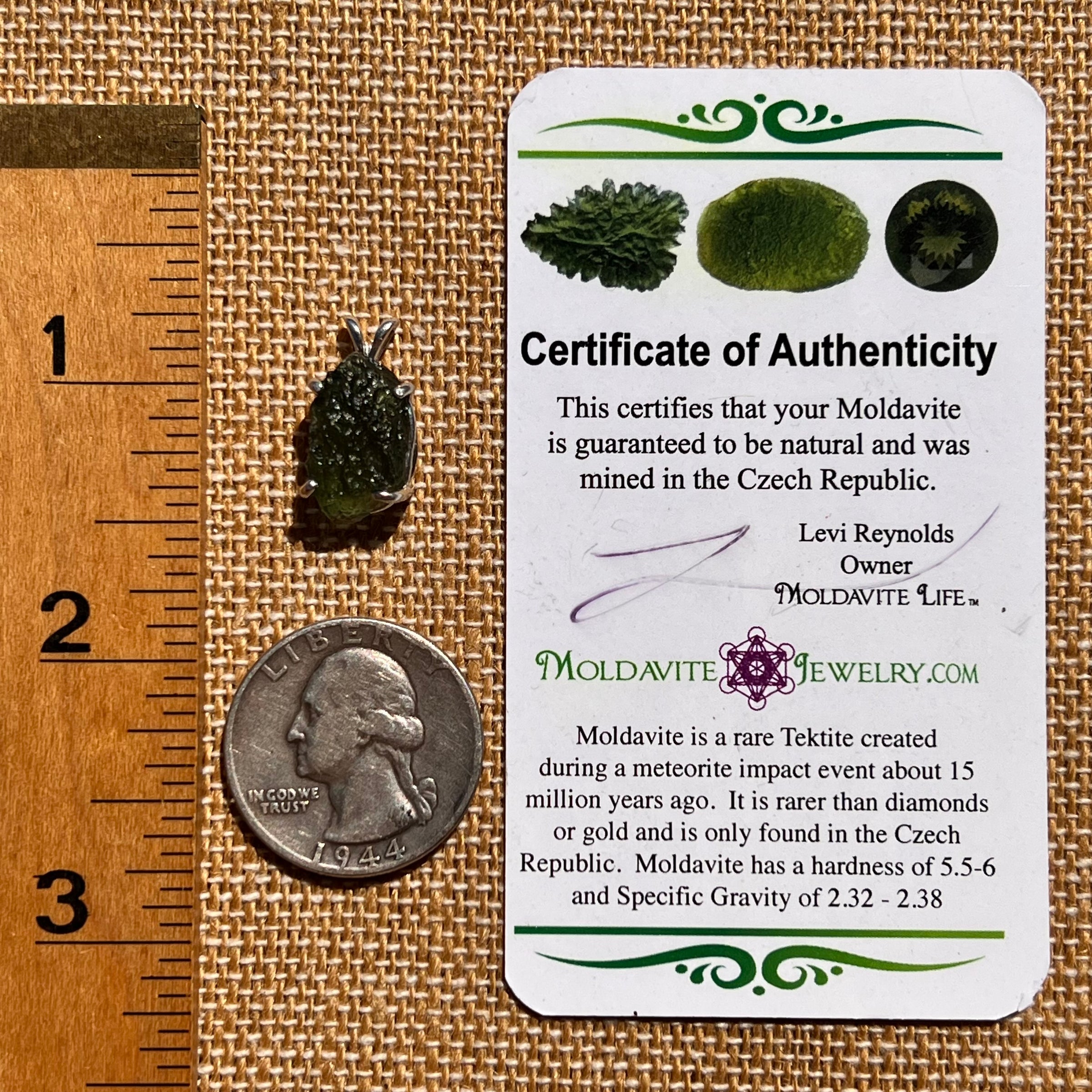 Raw Moldavite Pendant Sterling Silver #8111-Moldavite Life