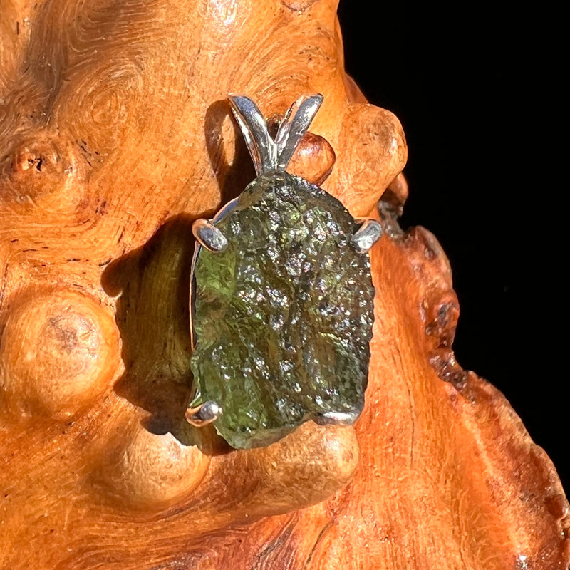 Raw Moldavite Pendant Sterling Silver #8111-Moldavite Life