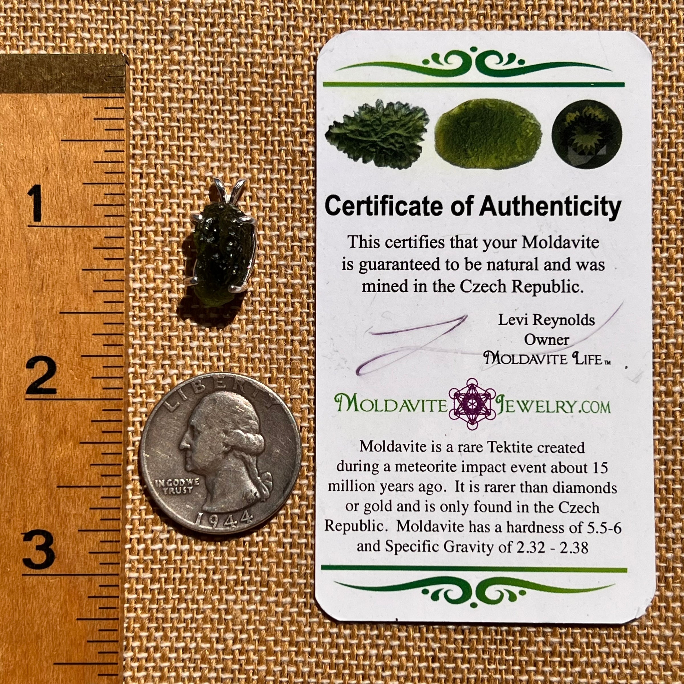 Raw Moldavite Pendant Sterling Silver #8112-Moldavite Life