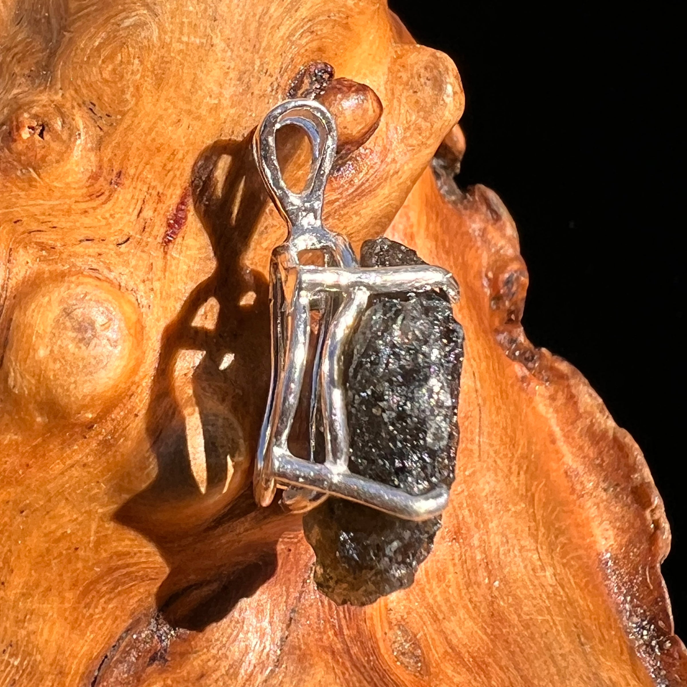 Raw Moldavite Pendant Sterling Silver #8113-Moldavite Life