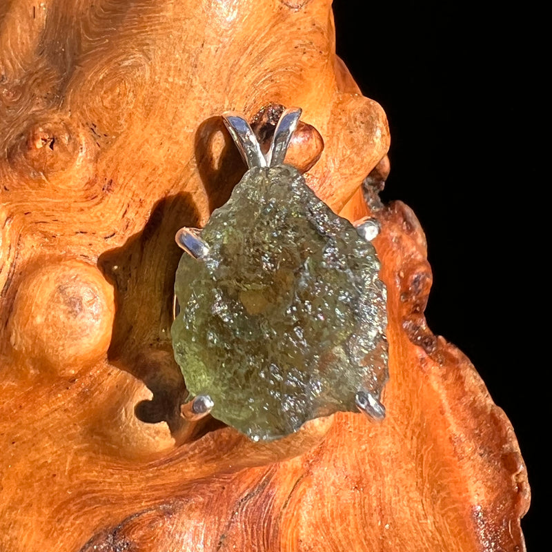 Raw Moldavite Pendant Sterling Silver #8114-Moldavite Life