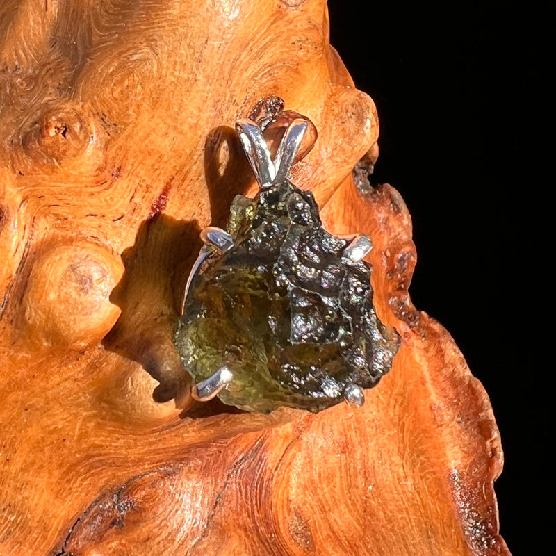 Raw Moldavite Pendant Sterling Silver #8115-Moldavite Life