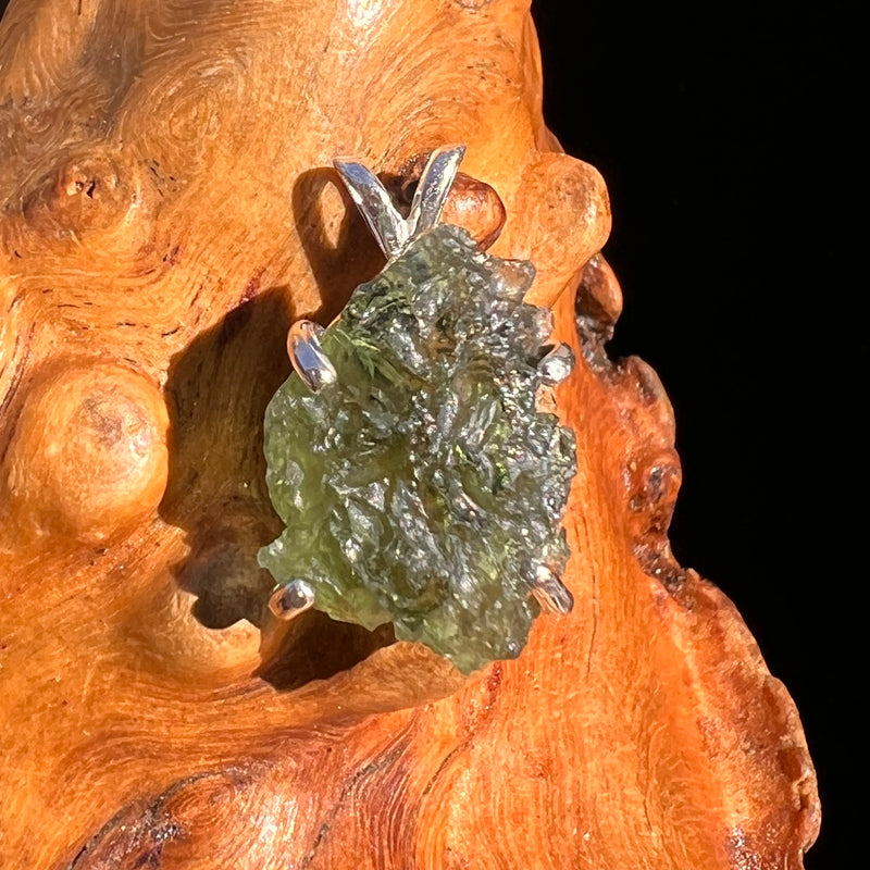Raw Moldavite Pendant Sterling Silver #8116-Moldavite Life