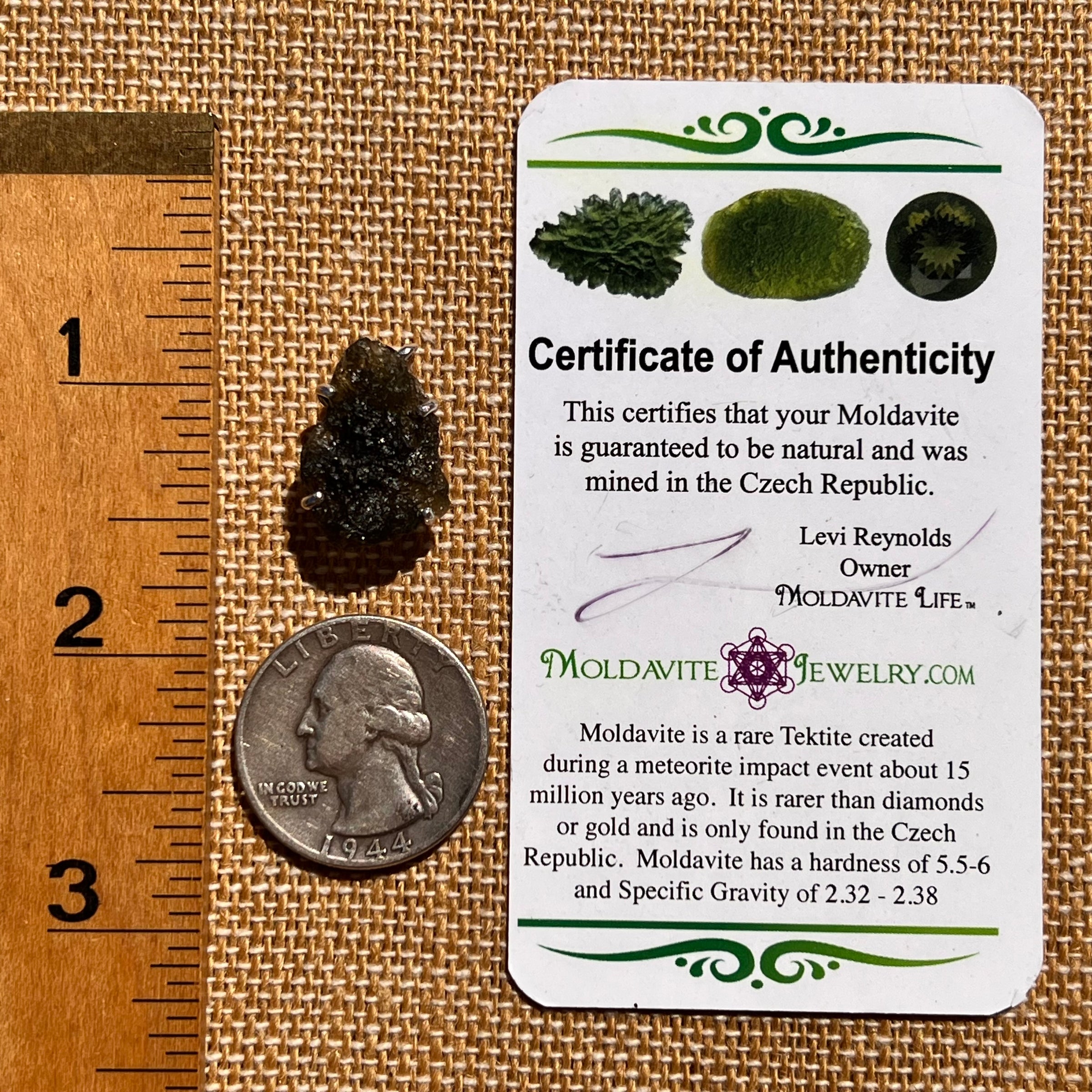 Raw Moldavite Pendant Sterling Silver #8117-Moldavite Life