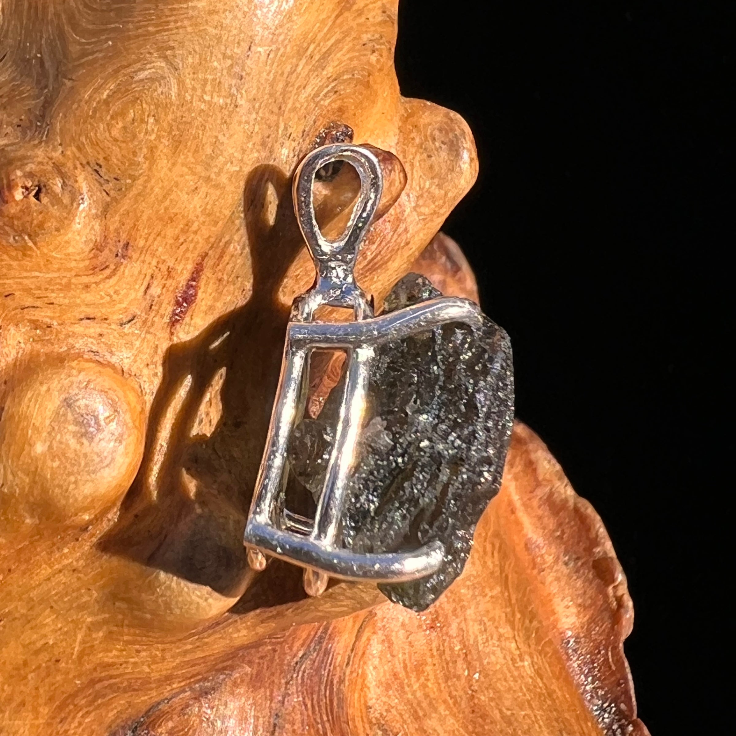 Raw Moldavite Pendant Sterling Silver #8120-Moldavite Life