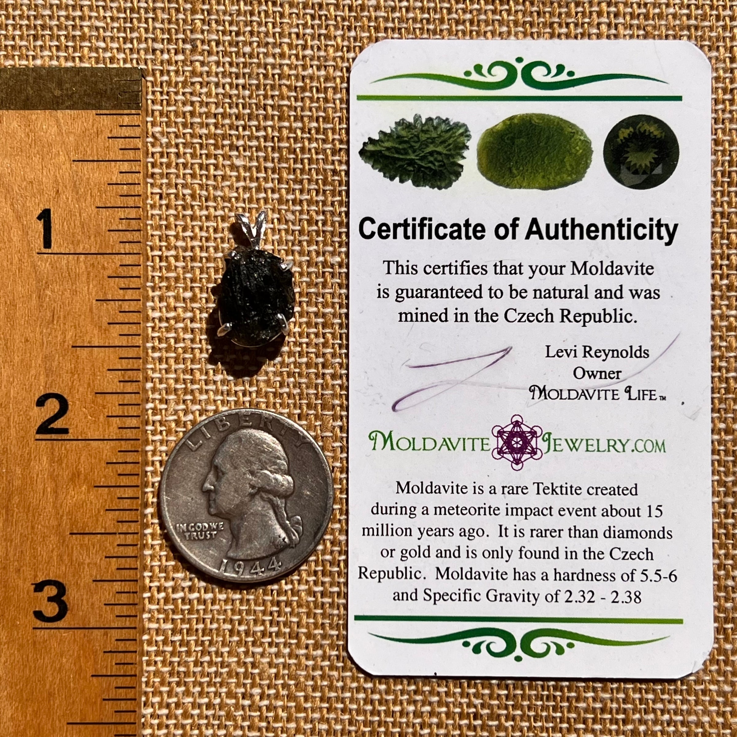 Raw Moldavite Pendant Sterling Silver #8120-Moldavite Life