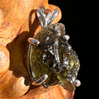 Raw Moldavite Pendant Sterling Silver #8121-Moldavite Life