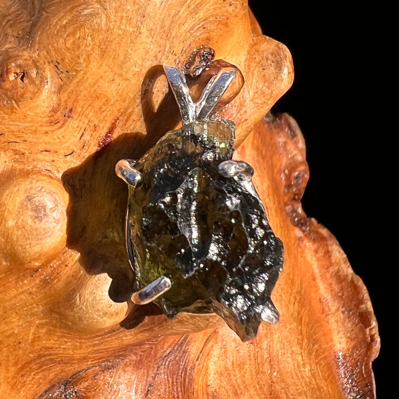 Raw Moldavite Pendant Sterling Silver #8121-Moldavite Life