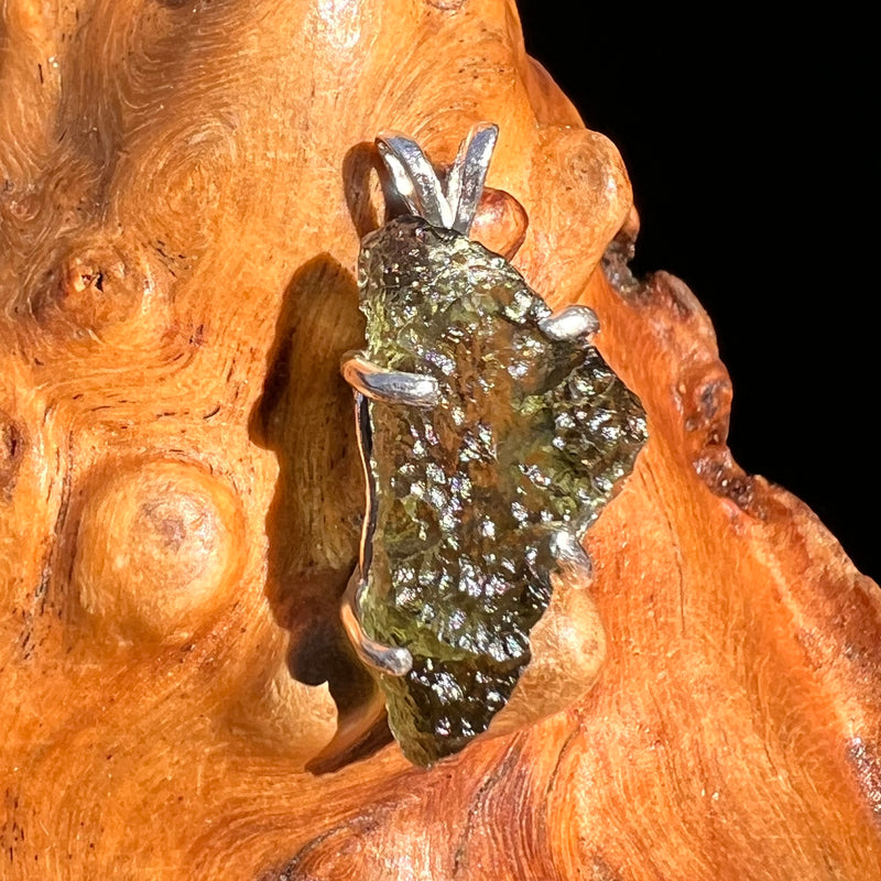 Raw Moldavite Pendant Sterling Silver #8124-Moldavite Life