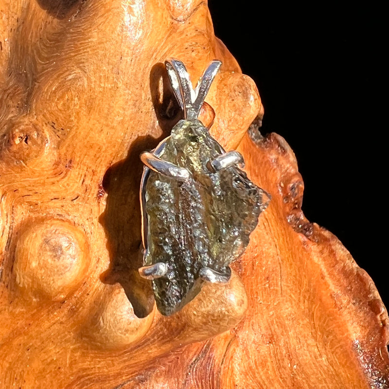 Raw Moldavite Pendant Sterling Silver #8126-Moldavite Life