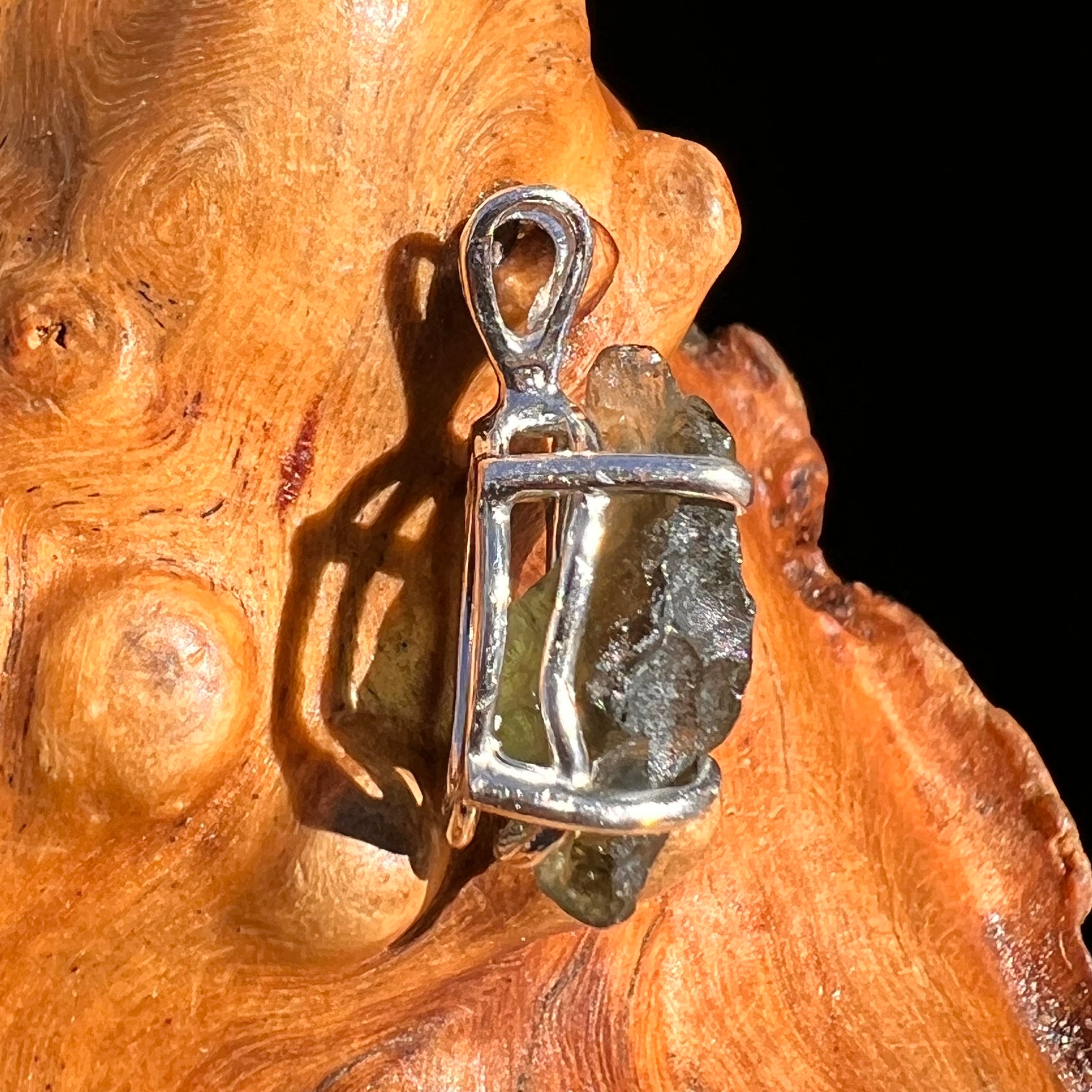 Raw Moldavite Pendant Sterling Silver #8127-Moldavite Life