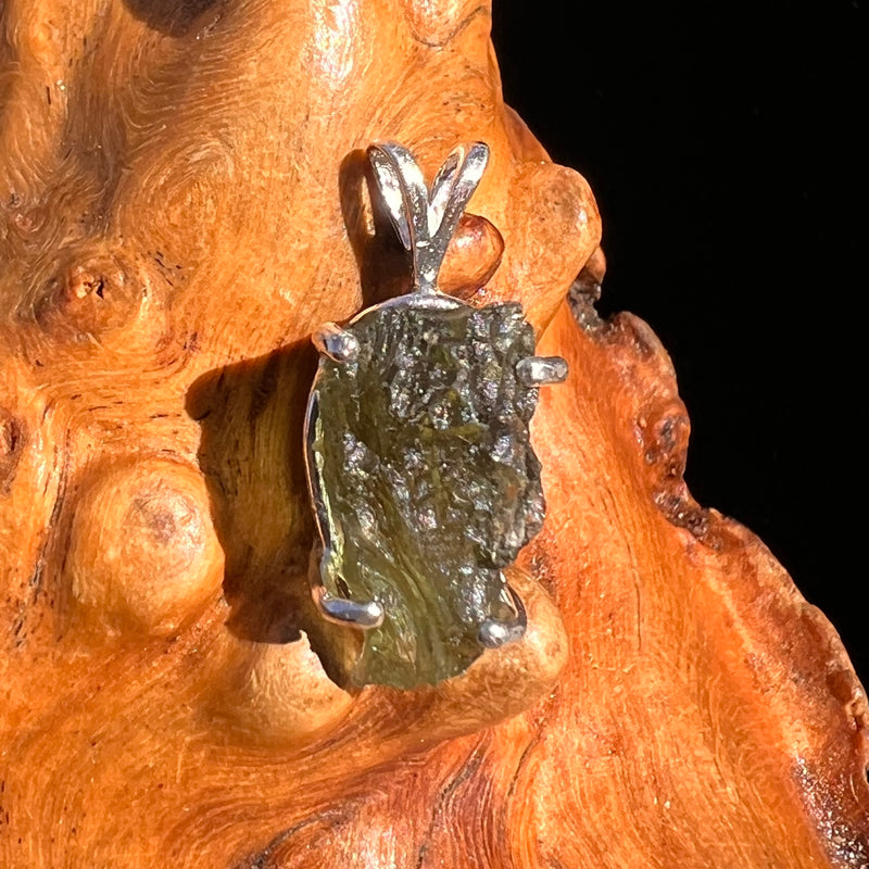 Raw Moldavite Pendant Sterling Silver #8129-Moldavite Life