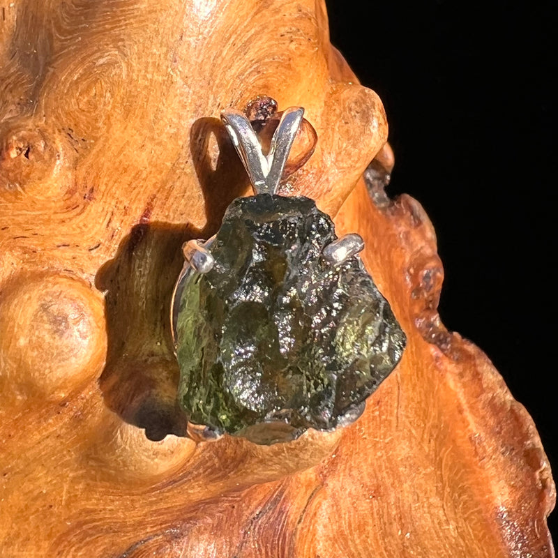 Raw Moldavite Pendant Sterling Silver #8131-Moldavite Life