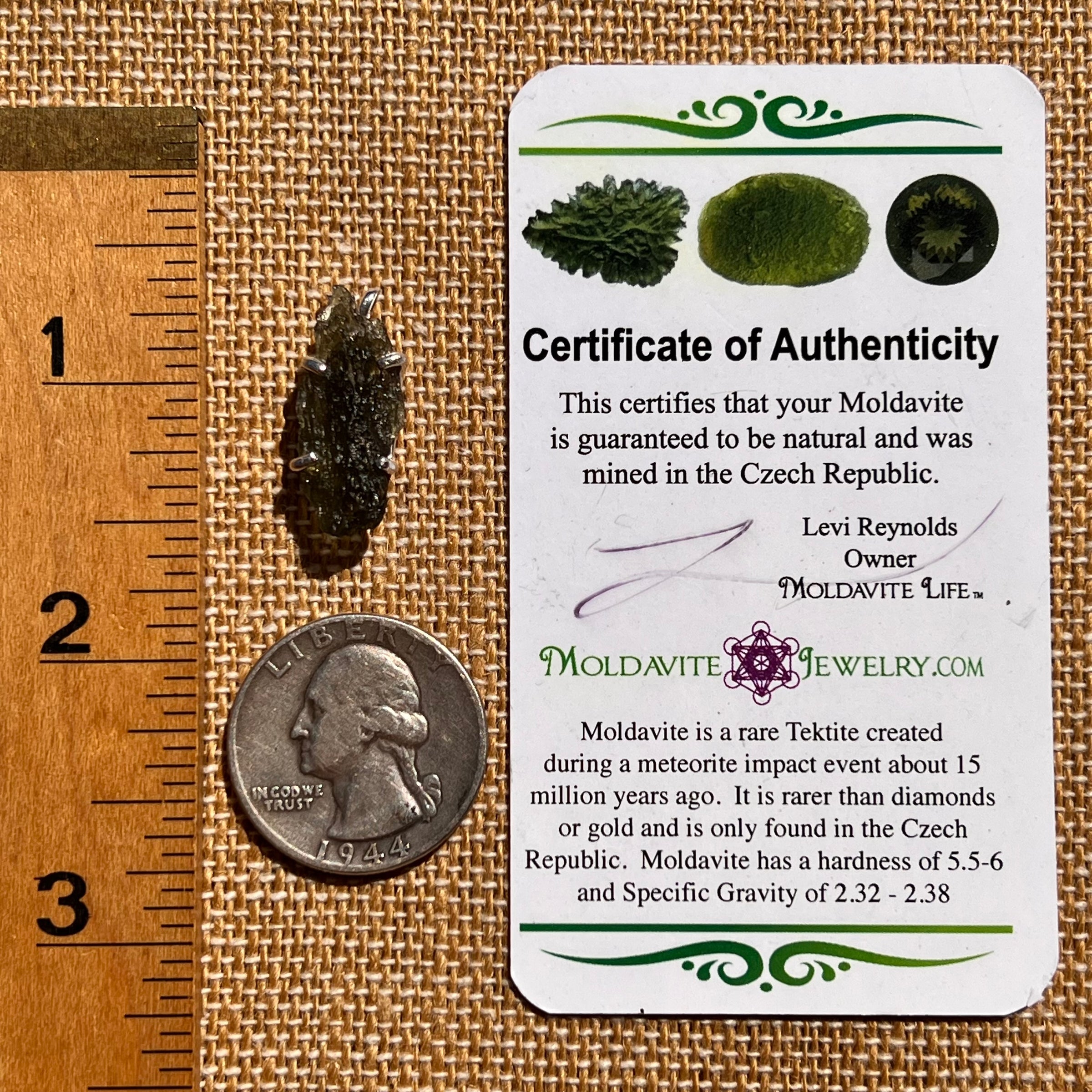 Raw Moldavite Pendant Sterling Silver #8132-Moldavite Life