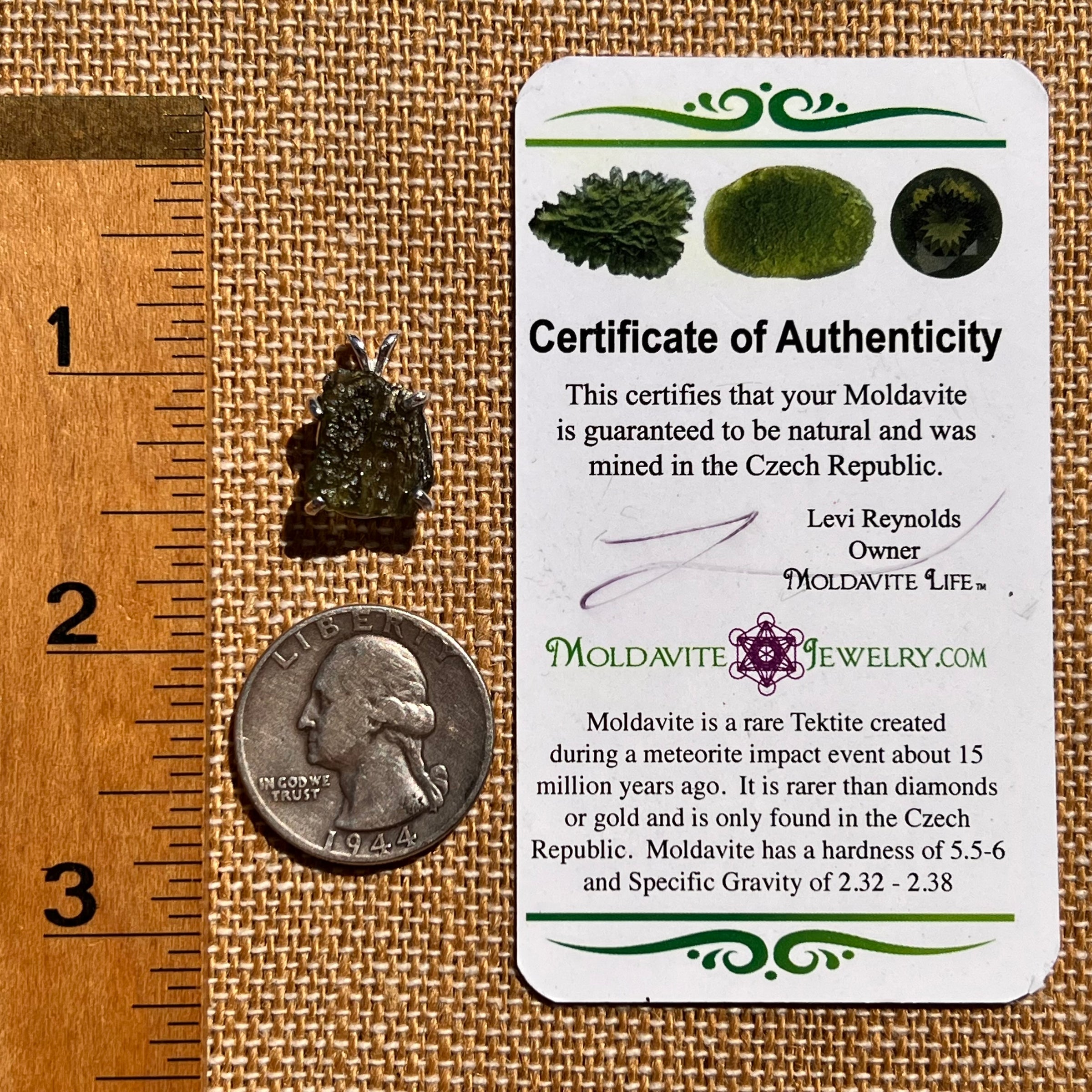 Raw Moldavite Pendant Sterling Silver #8133-Moldavite Life