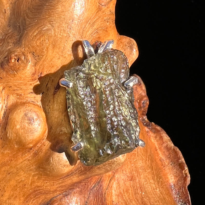 Raw Moldavite Pendant Sterling Silver #8134-Moldavite Life
