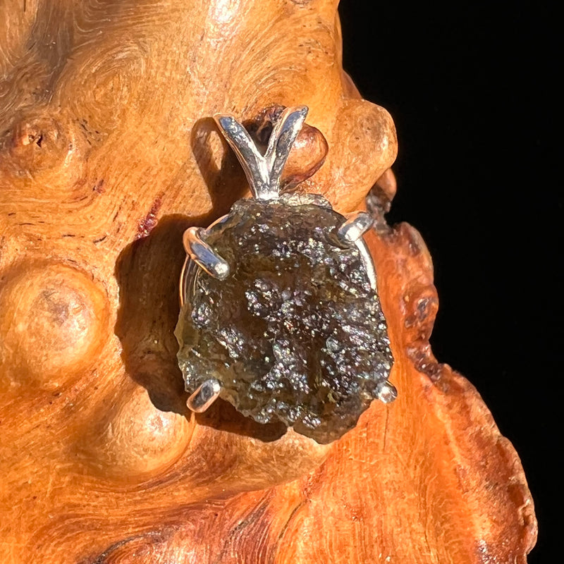Raw Moldavite Pendant Sterling Silver #8135-Moldavite Life
