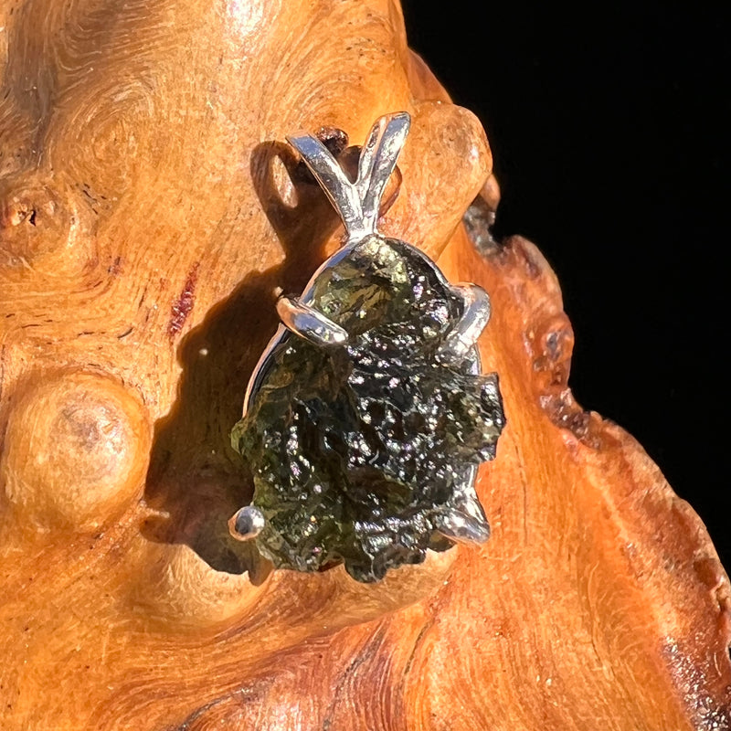 Raw Moldavite Pendant Sterling Silver #8136-Moldavite Life