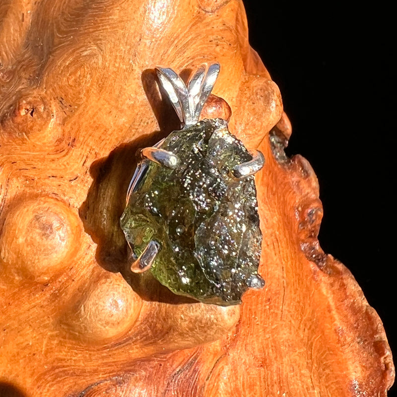 Raw Moldavite Pendant Sterling Silver #8137-Moldavite Life