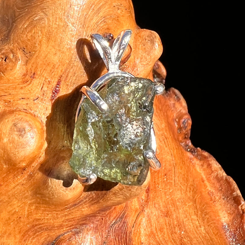 Raw Moldavite Pendant Sterling Silver #8138-Moldavite Life