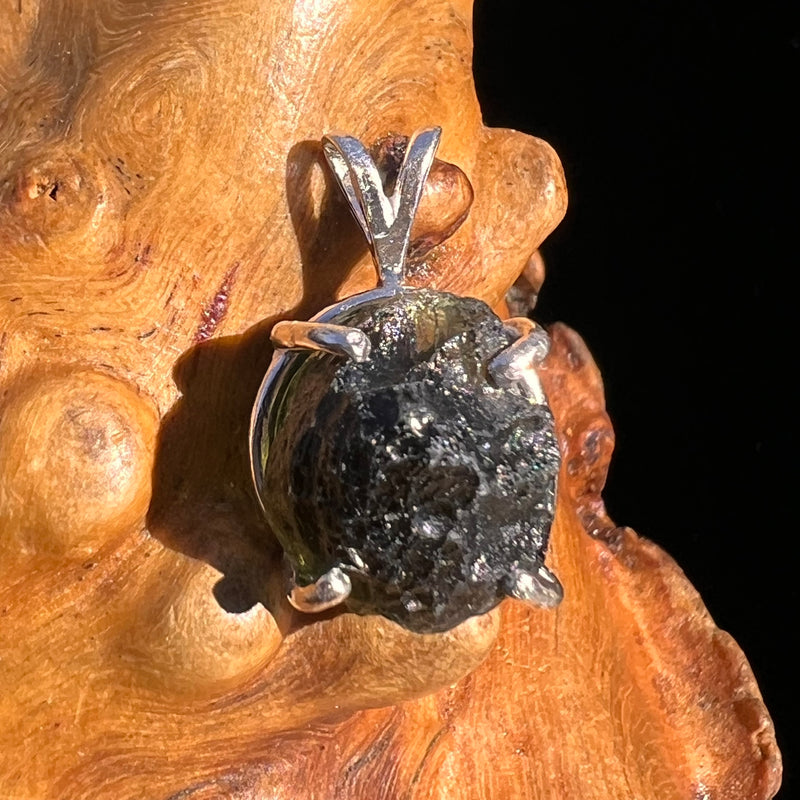 Raw Moldavite Pendant Sterling Silver #8139-Moldavite Life