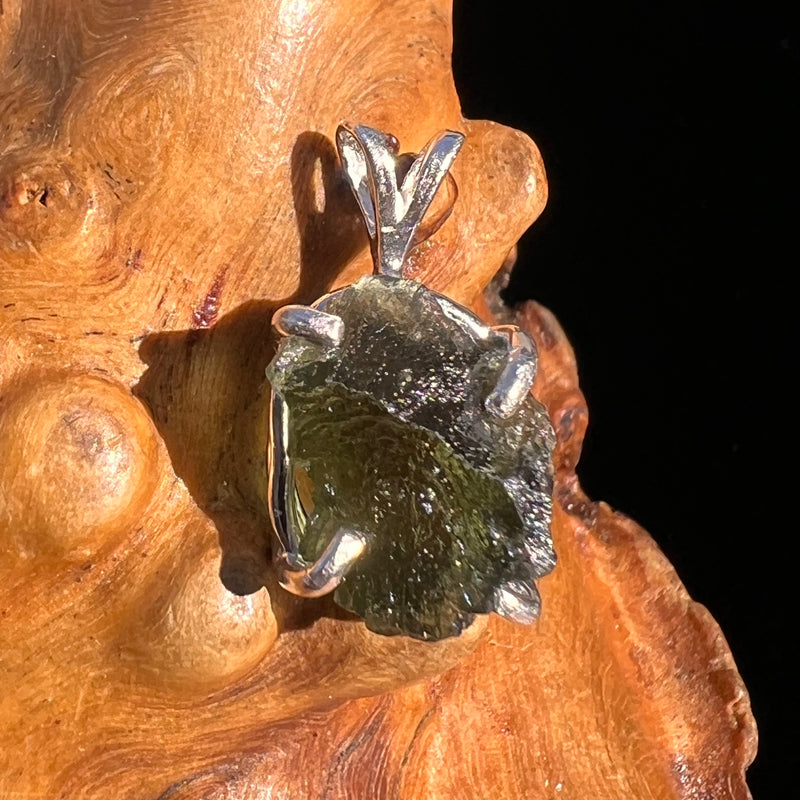 Raw Moldavite Pendant Sterling Silver #8140-Moldavite Life