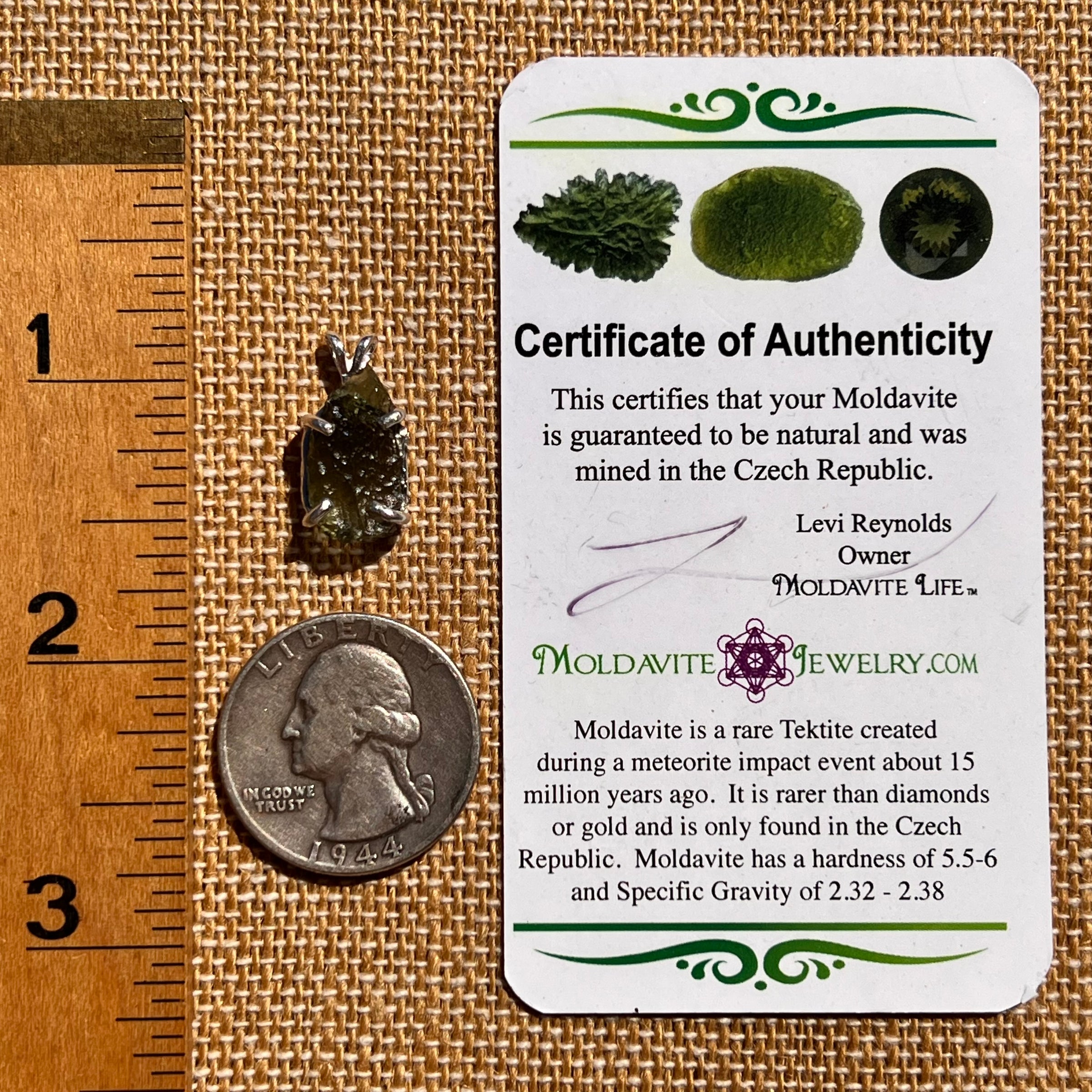Raw Moldavite Pendant Sterling Silver #8141-Moldavite Life