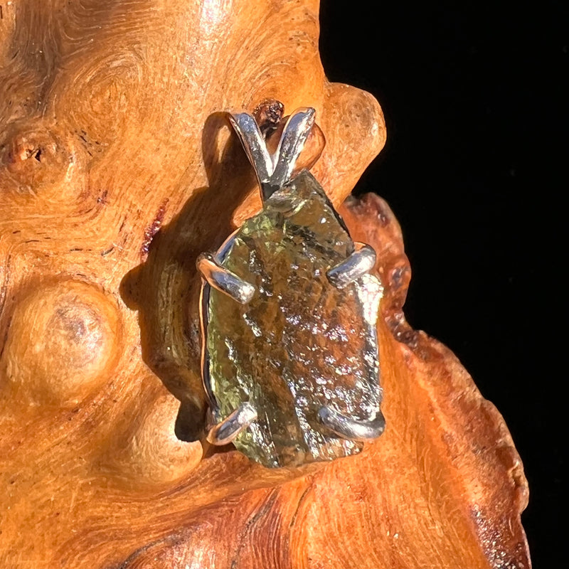 Raw Moldavite Pendant Sterling Silver #8141-Moldavite Life