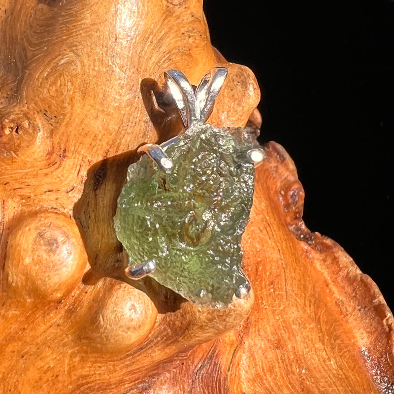 Raw Moldavite Pendant Sterling Silver #8142-Moldavite Life